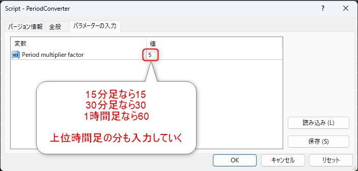 MT4-5分足以降のPeriodConverterの反映作業